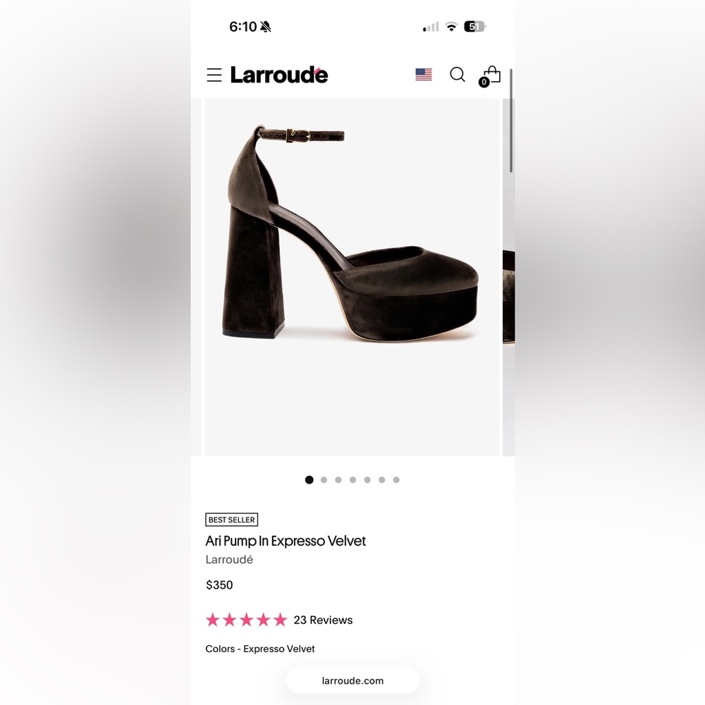 Larroude Ari Pump in Expresso Velvet